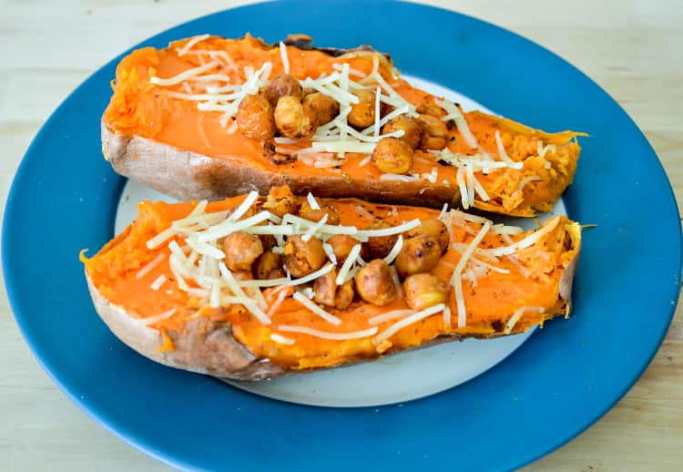 Crispy Chickpea Stuffed Sweet Potatoes