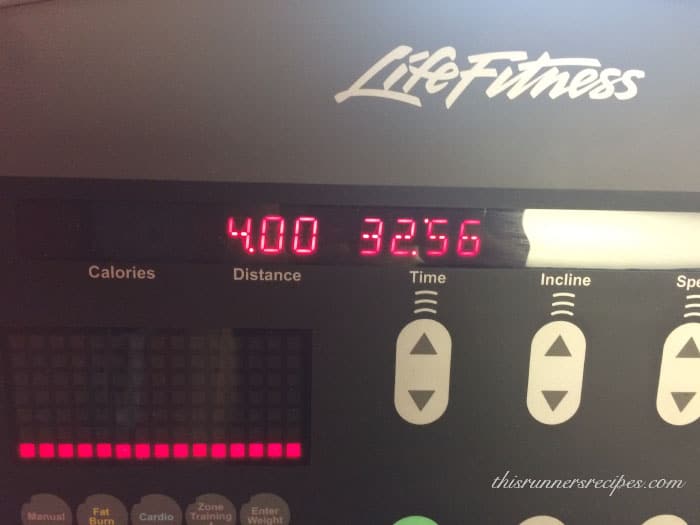 Treadmill workout in hotel gym.