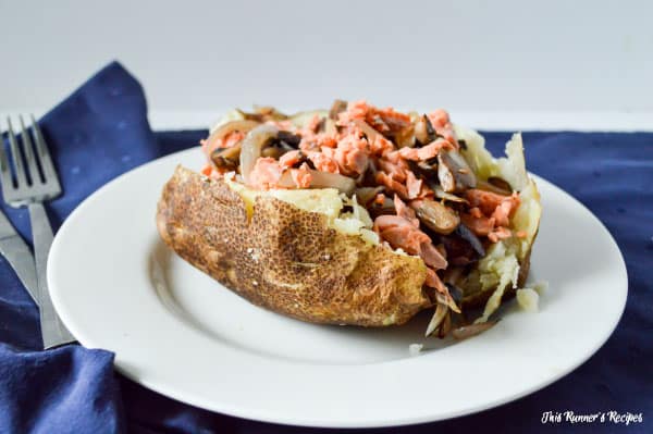 This Runner's Recipes: Salmon and Mushroom Stuffed Baked Potatoes
