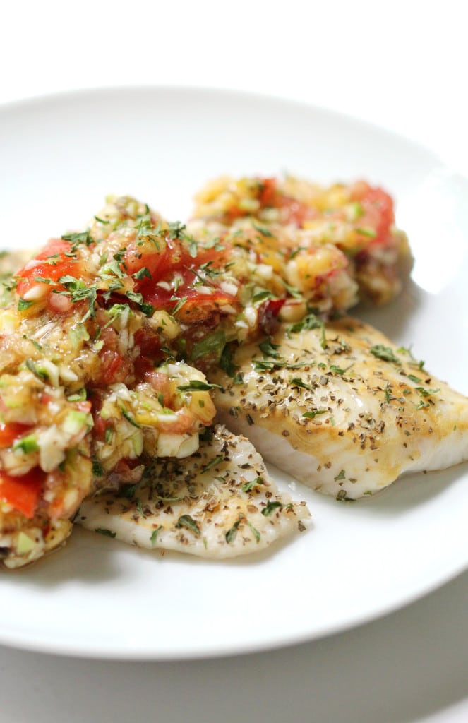 30 Healthy Lenten Fish Recipes: Dijon Tilapia with Peach Zucchini Salsa