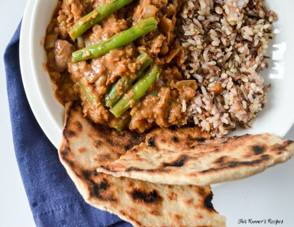 Vegetarian Lentil and Mushroom Curry with Wild Rice and Green Beans