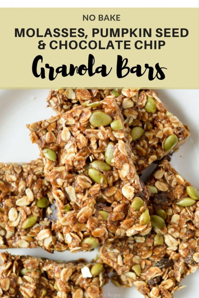 No Bake Molasses and Pumpkin Seed Granola Bars